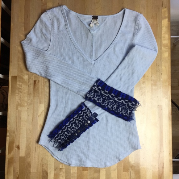 Free People Tops - Free People M Art School cuff thermal top - blue